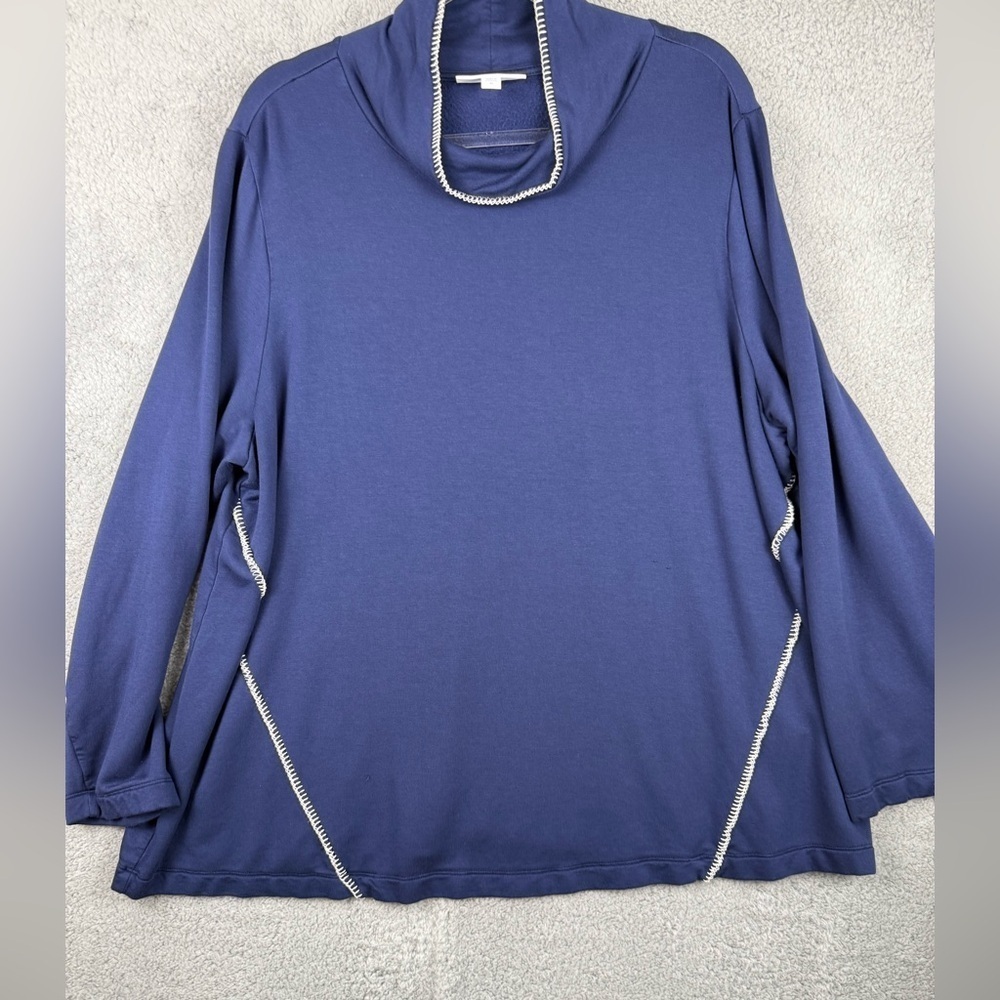 Purejill tranquility fleece navy blue with embroidery size 2X preowned